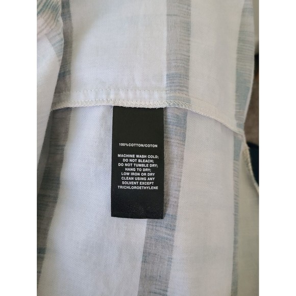 LAFAYETTE 148 Women's Button-Down Shirt Size L White Teal Grey Long Sleeve - Picture 5 of 6